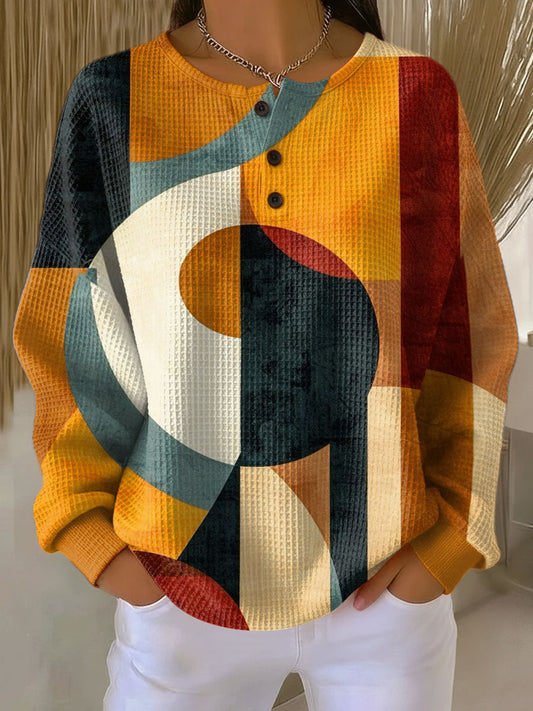 Lærke™ - Vaffeltröja med geometriskt mönster