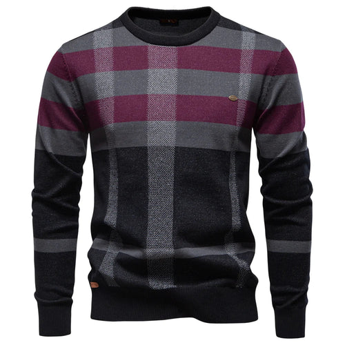 Rosenfeld | Stickad Herrpullover med Rutmönster