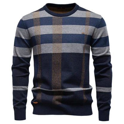 Rosenfeld | Stickad Herrpullover med Rutmönster